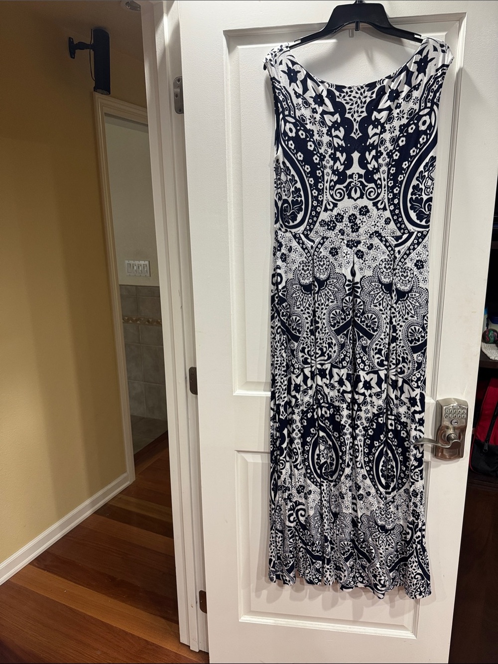 Boden Navy and White Printed Maxi Skirt